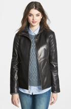 Women's Ellen Tracy Stand Collar Leather Scuba Jacket