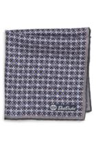 Men's David Donahue Geometric Wool & Silk Pocket Square, Size - Grey