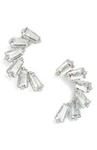 Women's Cz By Kenneth Jay Lane Curved Baguette Cubic Zirconia Stud Earrings