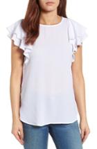 Women's Bobeau Ruflle Sleeve Top - White