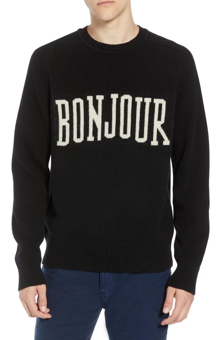 Men's French Connection Bonjour Wool Blend Sweater, Size - Black