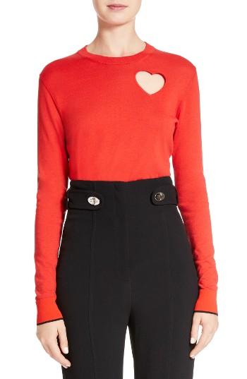 Women's Proenza Schouler Heart Cotton & Silk Blend Sweater