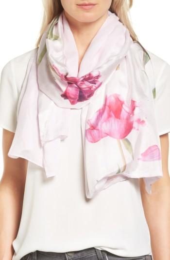 Women's Ted Baker London Sketchbook Split Scarf, Size - Ivory