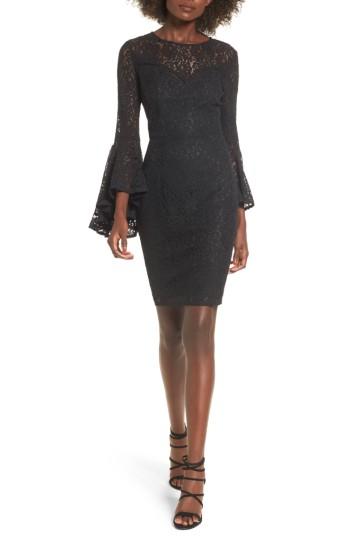 Women's Soprano Lace Bell Sleeve Dress - Black