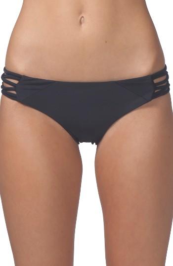 Women's Rip Curl Designer Surf Lattice Hipster Bikini Bottoms - Black