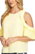 Women's Cece Cold Shoulder Pleated Blouse - Yellow