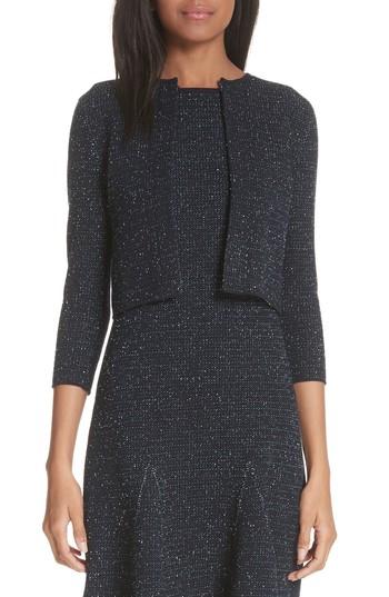 Women's Oscar De La Renta Tweed Knit Cardigan - Black