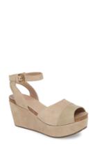 Women's Chocolate Blu Welby Ankle Strap Wedge Sandal .5 M - Beige