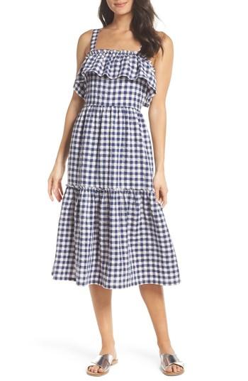 Women's First Monday Tiered Gingham Midi Dress - Blue