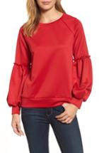 Women's Halogen Blouson Sleeve Sweatshirt - Red