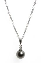 Women's Mikimoto Diamond & Black Cultured Pearl Pendant Necklace