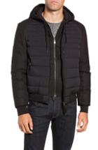 Men's Mackage Lightweight Down Hooded Bomber Jacket - Black