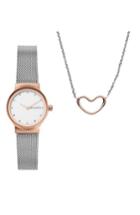 Women's Skagen Freja Crystal Mesh Strap Watch & Necklace Set, 26mm