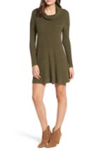 Women's Bp. Rib Knit Cowl Neck Dress, Size - Green