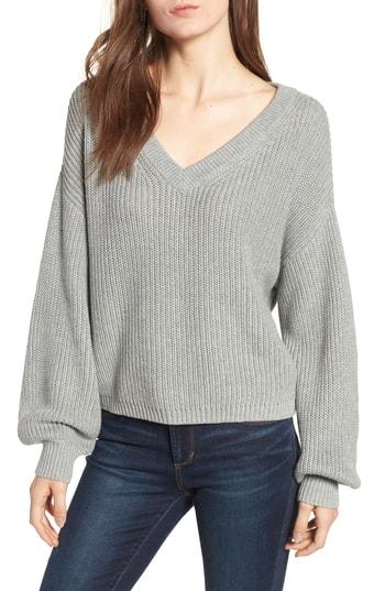 Women's Bp. V Neck Cotton Sweater, Size - Grey