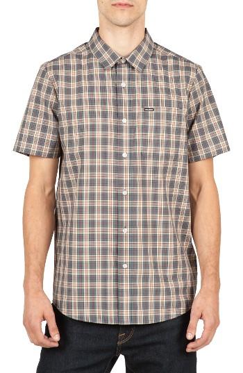 Men's Volcom Plaid Sport Shirt - Brown