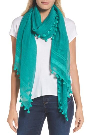 Women's La Fiorentina Cotton & Silk Scarf, Size - Green