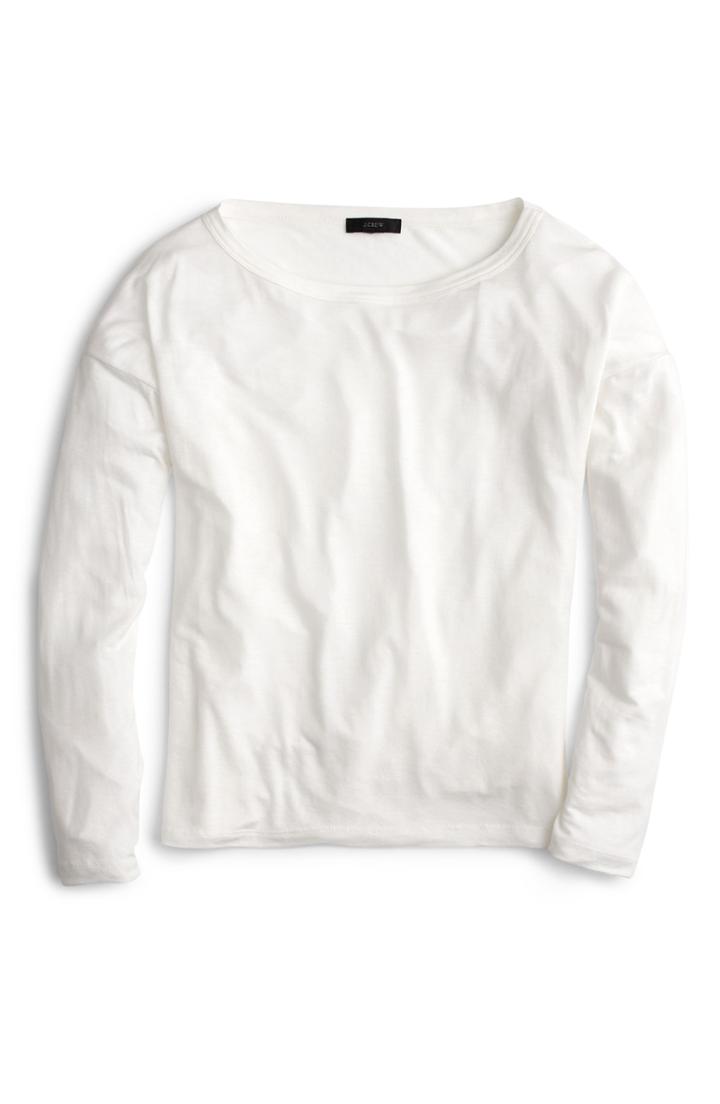 Women's J.crew Long Sleeve Tencel Tee - Ivory