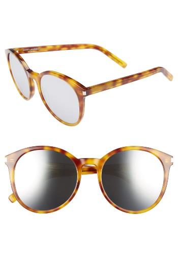 Women's Saint Laurent 'classic' 54mm Sunglasses - Olive Havana/ Silver