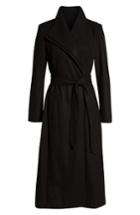 Women's Kenneth Cole New York Double Lapel Wool Blend Wrap Coat - Black