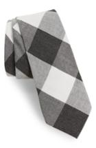 Men's 1901 Caden Check Skinny Tie, Size - Black