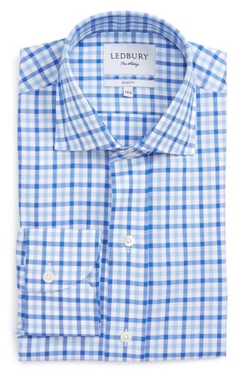 Men's Ledbury Slim Fit Check Dress Shirt - - Blue