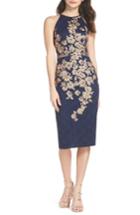 Women's Xscape Embroidered Halter Midi Dress - Blue