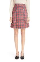 Women's Gucci Tiger Button Tweed A-line Skirt Us / 44 It - Red