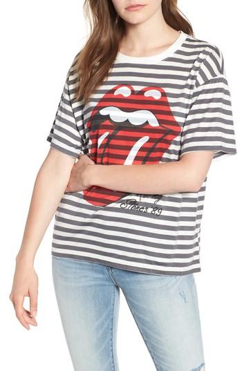 Women's Day By Daydreamer Rolling Stones Stripe Boyfriend Tee - White