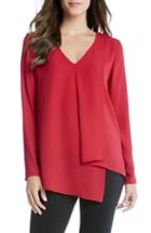 Women's Karen Kane Asymmetrical Drape Crepe Top - Red