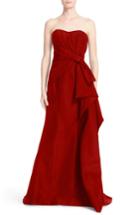 Women's Carolina Herrera Bow Detail Strapless Silk Faille Gown - Red