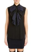 Women's Givenchy Pleated Bib Silk Blend Blouse Us / 40 Fr - Black