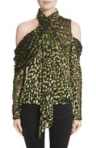 Women's Jason Wu Velvet Devore Cold Shoulder Top - Green