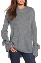 Petite Women's Halogen Tie Bell Sleeve Sweater P - Grey