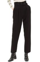 Women's Topshop Ayla Belted Eyelet Trouser Us (fits Like 0-2) - Black