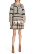Women's Sea Contrast Binding Print Dress - Brown