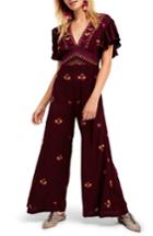 Women's Free People Cleo Embroidered Jumpsuit - Purple
