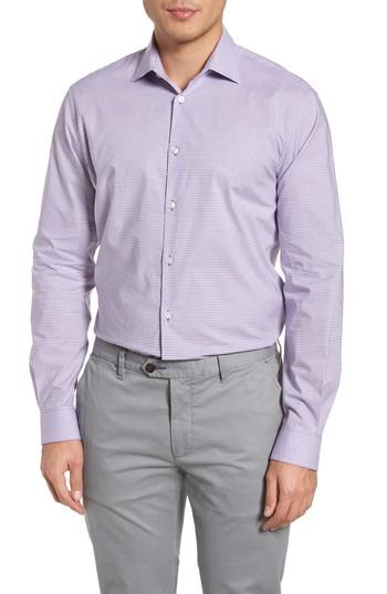 Men's John Varvatos Star Usa Regular Fit Stretch Check Dress Shirt .5l - Purple