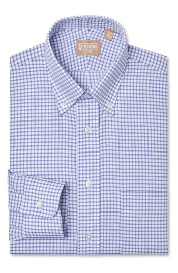 Men's Gitman Albini Elite Regular Fit Check Dress Shirt .5 32 - Blue