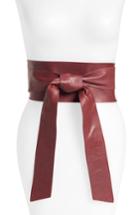 Women's Lafayette 148 New York Leather Obi Belt - Cabernet