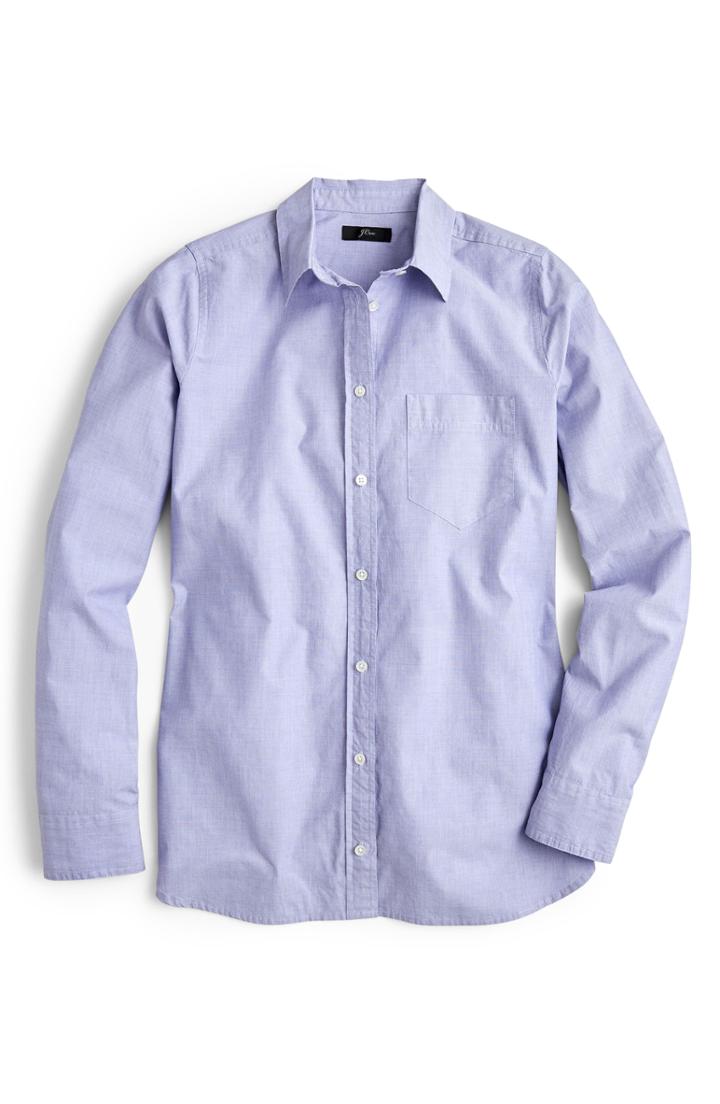 Women's J.crew End On End Boy Shirt (similar To 16w) - Blue