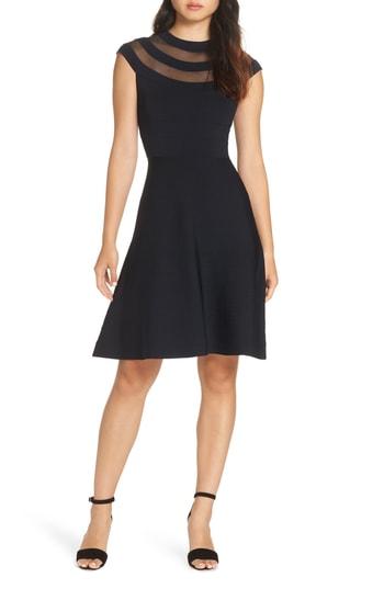 Women's Eliza J Fit & Flare Sweater Dress, Size - Black