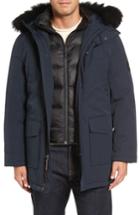 Men's Ugg Butte Water-resistant Down Parka With Genuine Shearling Trim, Size - Black