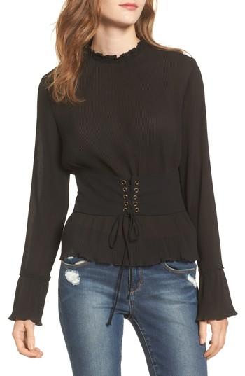 Women's Moon River Pleated Chiffon Blouse - Black