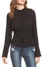 Women's Moon River Pleated Chiffon Blouse - Black