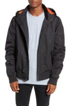 Men's The Rail Hooded Nylon Bomber Jacket, Size - Black