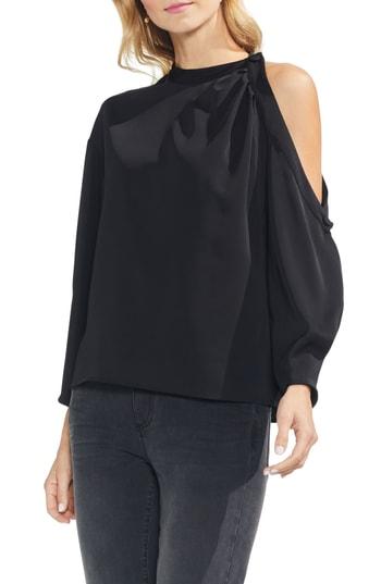 Women's Vince Camuto Asymmetrical Cold Shoulder Blouse - Black