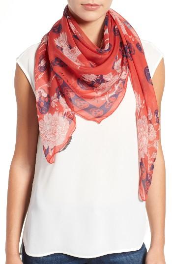 Women's Alexander Mcqueen Hummingbird Skull Print Silk Scarf