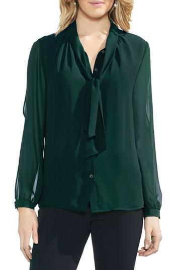 Women's Vince Camuto Split Sleeve Tie Neck Blouse, Size - Yellow
