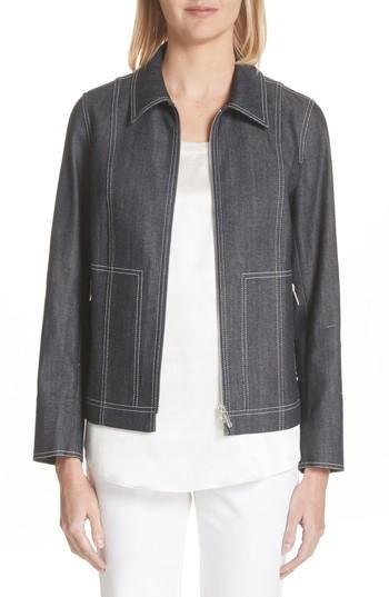 Women's Lafayette 148 New York Chrissy Denim Jacket, Size - Blue